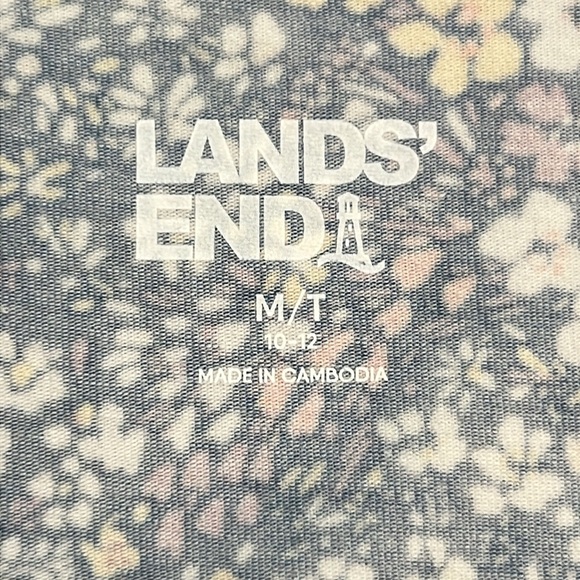 Lands End Floral Midi Dress M Tall Sheath Knot Front Sleeves Cottagecore Boho - Picture 11 of 13